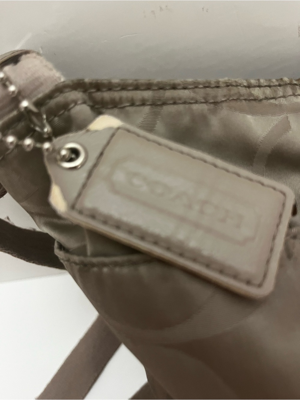 Coach Signature Getaway Nylon File Crossbody Bag Grey Taupe F77408 - Picture 6 of 14